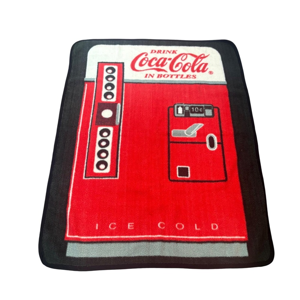 Vintage 1998 Coca-Cola Vending Machine Fleece Throw Blanket Red 60x45